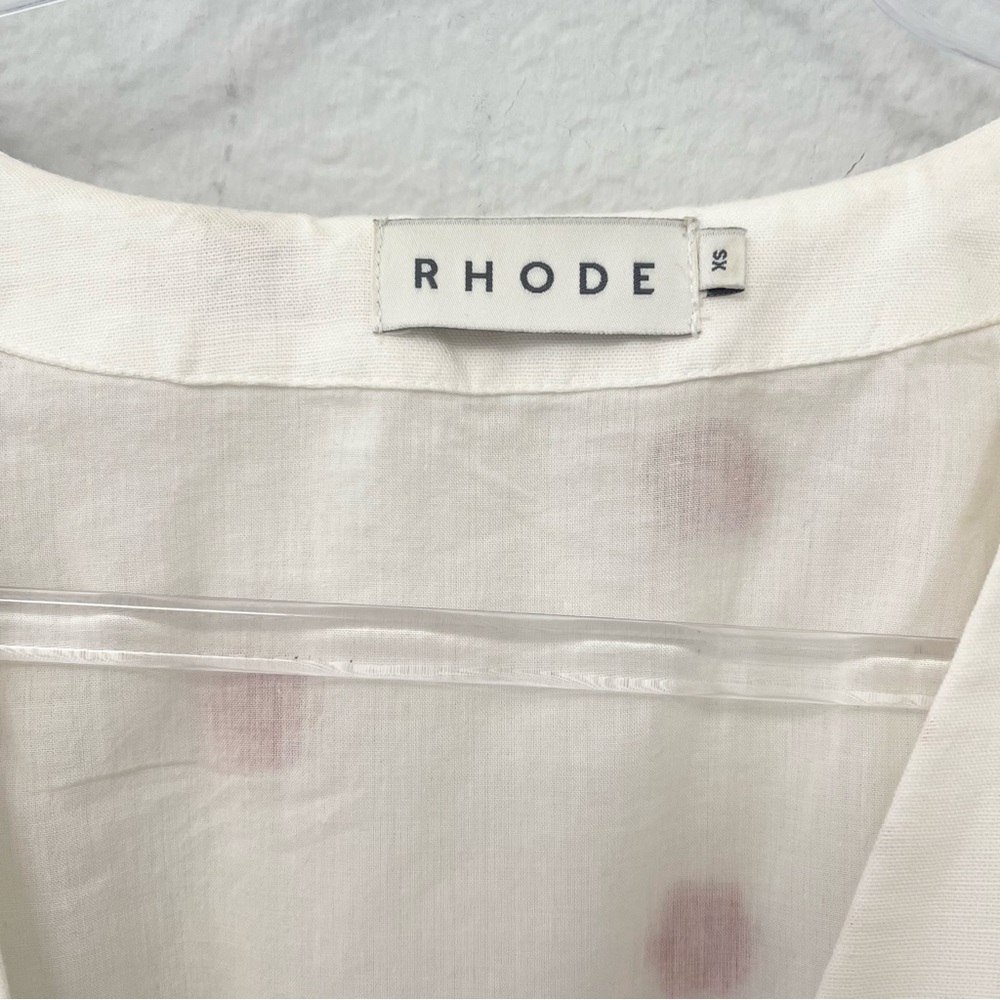 Rhode Scarlet Daisy Karline Dress White Red Floral Embroidered Size XS - Picture 3 of 4